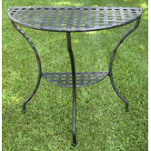 Iron Patio Two Tier Half Moon Side Table