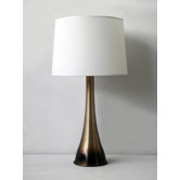 Ostrich Table Lamp in Mocha Horizon with White Linen Shade