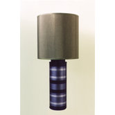Striped Cylinder Table Lamp in Blue with Driftwood Shade