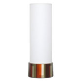 Chuck Table Lamp with White Linen Shade in Autumn Shadow