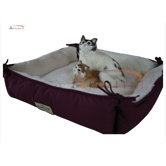 Cat Bed in Burgundy and Ivory