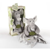 "Ekko the Elephant" Little Expeditions Plush Rattle Lovie with Crinkle Leaf