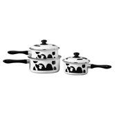 3 Piece Mama Moo Enamel Pan Set