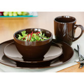 16 Piece Domus Plain Dinner Set in Dark Chocolate