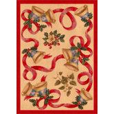 Winter Seasonal Holiday Bells and Bows Novelty Rug