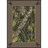 Mossy Oak Breakup Solid Border with Deer Heads Novelty Rug