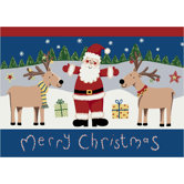 Winter Santa Deer Christmas Mat