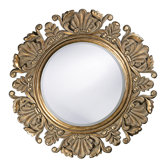 Anita Round Framed Mirror in Antique Silver