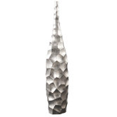 Hammered Bright Silver Leaf 42" Tall Vase