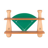 21" H Baseball Field Shelf in Natural Wood