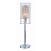 Torchiere Accent Lamp in Chrome with Clear Glass and Nested Aluminum Wire Accent