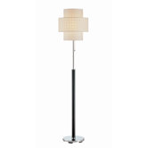 Floor Lamp in Black Genuine Leather with Chrome Accent