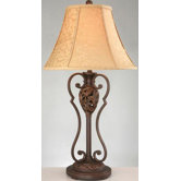 Table Lamp with Jacquard Fabric Shade in Dark Bronze