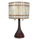 Danton Two Light Table Lamp with Tiffany Glass