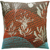 Ecco 20" x 20" Embroidered Pillow with Off White Leaves