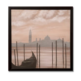 Sepia Venice Scene Framed Printed Canvas Art - 20" X 20"
