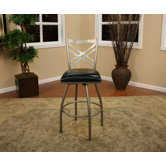 Alexander Stool in Silver with Black Leather