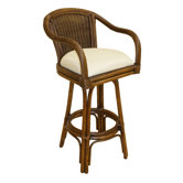 Key West Indoor Rattan 30" Swivel Bar Stool in Antique Finish
