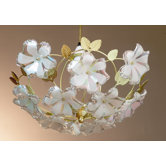 Floral Uplighter in Pearl and Brass