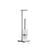 Outline Lite Toilet Roll Holder and Brush with Square Base in Polished Stainless Steel