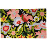 Watercolor Flowers On Black Rug