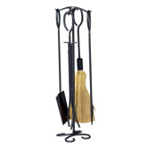 4 Piece Wrought Iron Ring Fireplace Tool Set