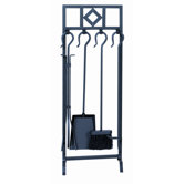 4 Piece Wrought Iron Inline Fireplace Tool Set