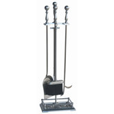 4 Piece Satin Pewter Fire Tool Set