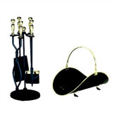 5 Piece Polished Brass Trim Fireplace Accessory Set