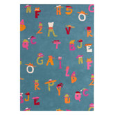Fantasia Alphabet Blue Kids Rug