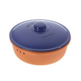 29cm Runder Brottopf aus Naturton in Blau