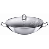 36cm Wok "Shintau" aus Edelstahl mit Glasdeckel