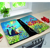 2-tlg. Universal-Abdeckplatte Set "Katzen im Blumenfeld"