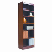 Narrow Profile Bookcase, Finished Back, Wood Veneer, 6-Shelf, 24x12x72, Cherry