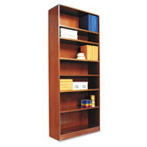 Radius Corner Bookcase, Finished Back, Wood Veneer, 7-Shelf, 36x12x84, Cherry