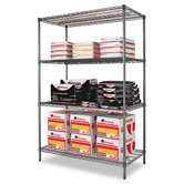 48" W x 24" D Industrial Wire Shelving Starter Kit in Black