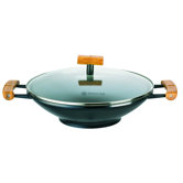 Antihaft-Wok "Green Life" aus Aluguss mit G&uuml;teglasdeckel