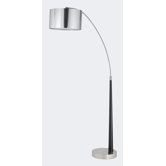 Arc Floor Lamp in Brushed Steel and Wood