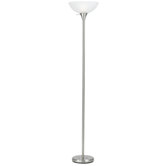 Torchiere Lamp with Glass Shade in Brushed Steel