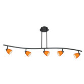 Serpentine Five Light Track Light with Brown Spot Glass in Dark Bronze