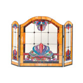 Anemone 3 Panel Glass Fireplace Screen