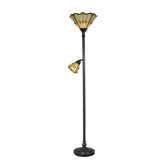One Light Torchiere with Side Lamp in Fieldstone