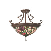 Floral Leaf 3 Light Semi Flush Mount