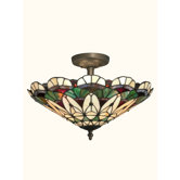 Peacock Tiffany 3 Light Semi-Flush Mount