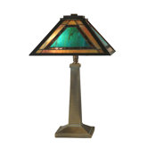 Mission Two Light Table Lamp in Antique Verde
