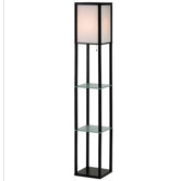 Berk Glass Shelves Floor Lamp in Black