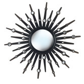 Sunburst Wall Mirror in Gloss Black with Mirror Accents