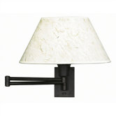 Simplicity 12" Swing Arm Wall Lamp in Light Bronze with Natural Fiber Lamp Shade