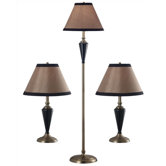 Hunley Three Piece Lamp Set in Bronzed Brass
