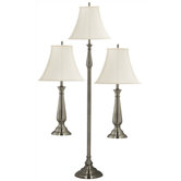 Banister Three Piece Lamp Set in Brushed Steel